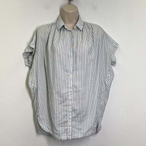 Madewell - Central Blue And White Erin Stripe Oversized Button Down Blouse XXS - Picture 4 of 15